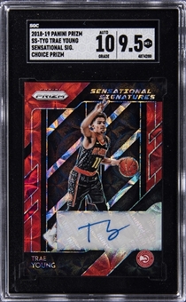 2018-19 Panini Prizm "Sensational Signatures" Red Choice Prizm #TYG Trae Young Signed Rookie Card - SGC MT+ 9.5/SGC 10